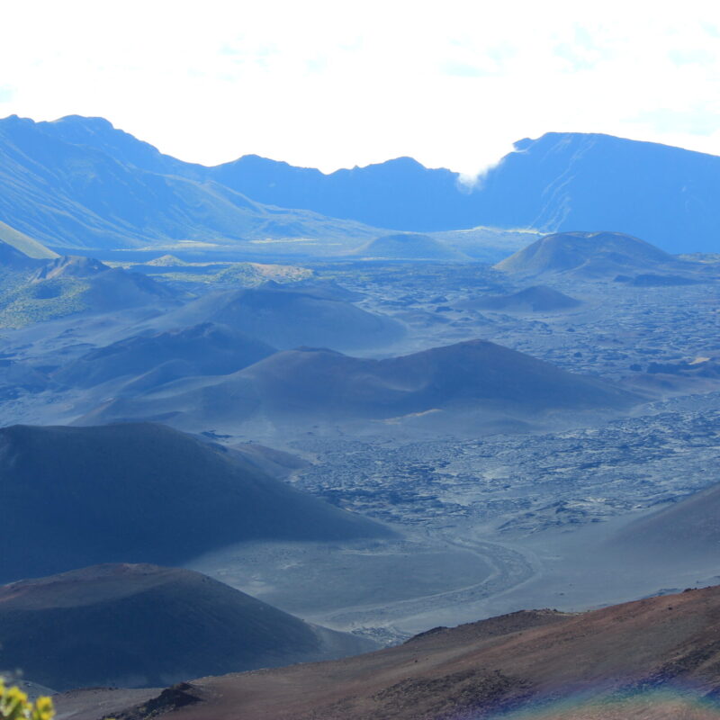 A view looking down into the Haleakala Crater