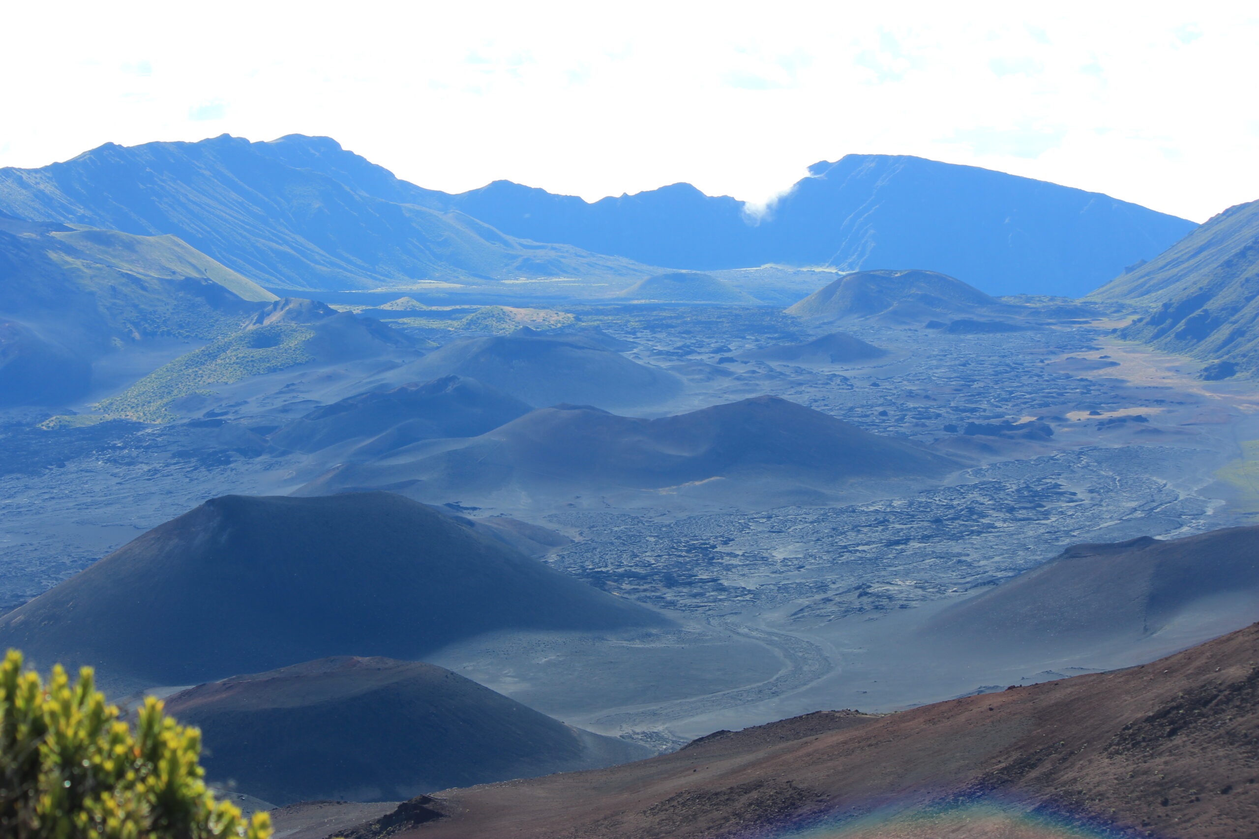 A view looking down into the Haleakala Crater