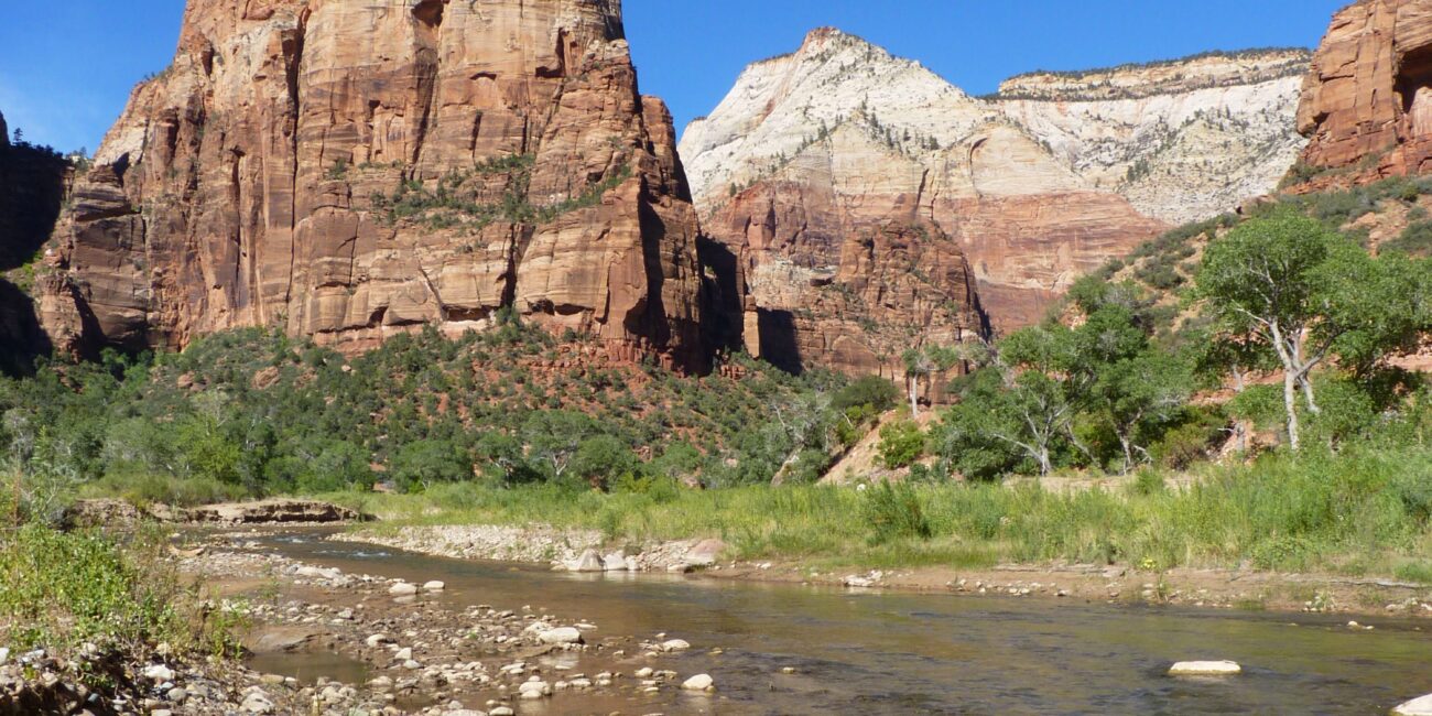landscape with a river and mountain