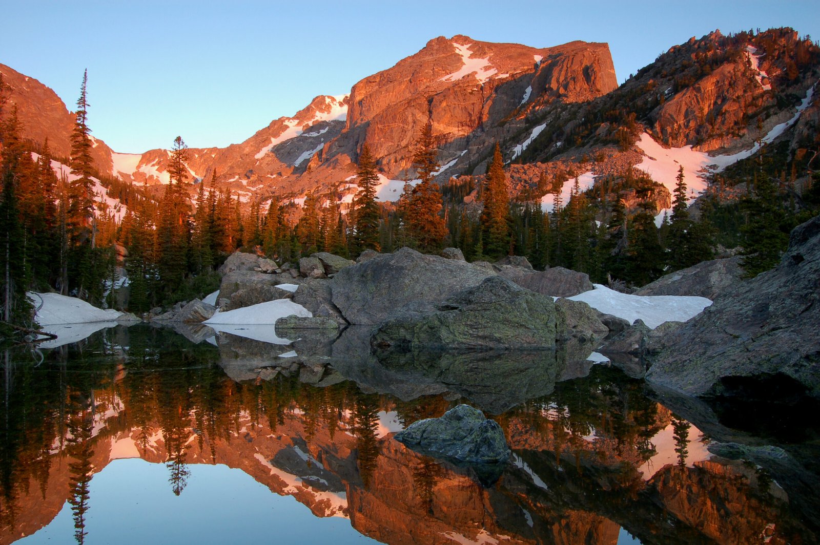 Alpine lake reflection in Rocky Mountain National Park